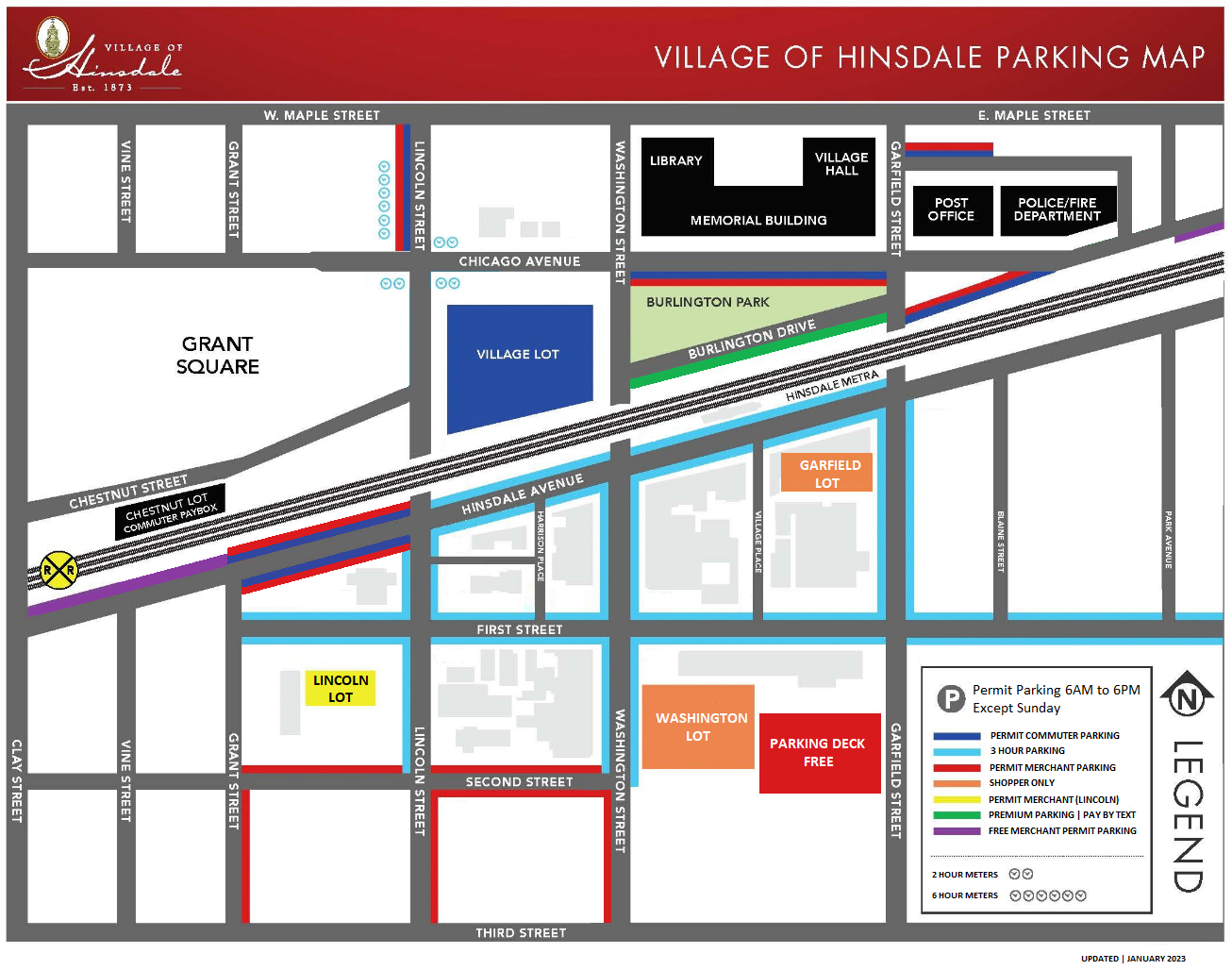 Village of Hinsdale Parking Map  2023